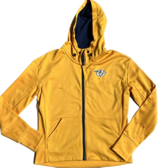 NWOT FANATICS NASHVILLE PREDATORS YELLOW/BLUE FULL LENGTH ZIP UP HOODIE SMALL - Picture 2 of 11
